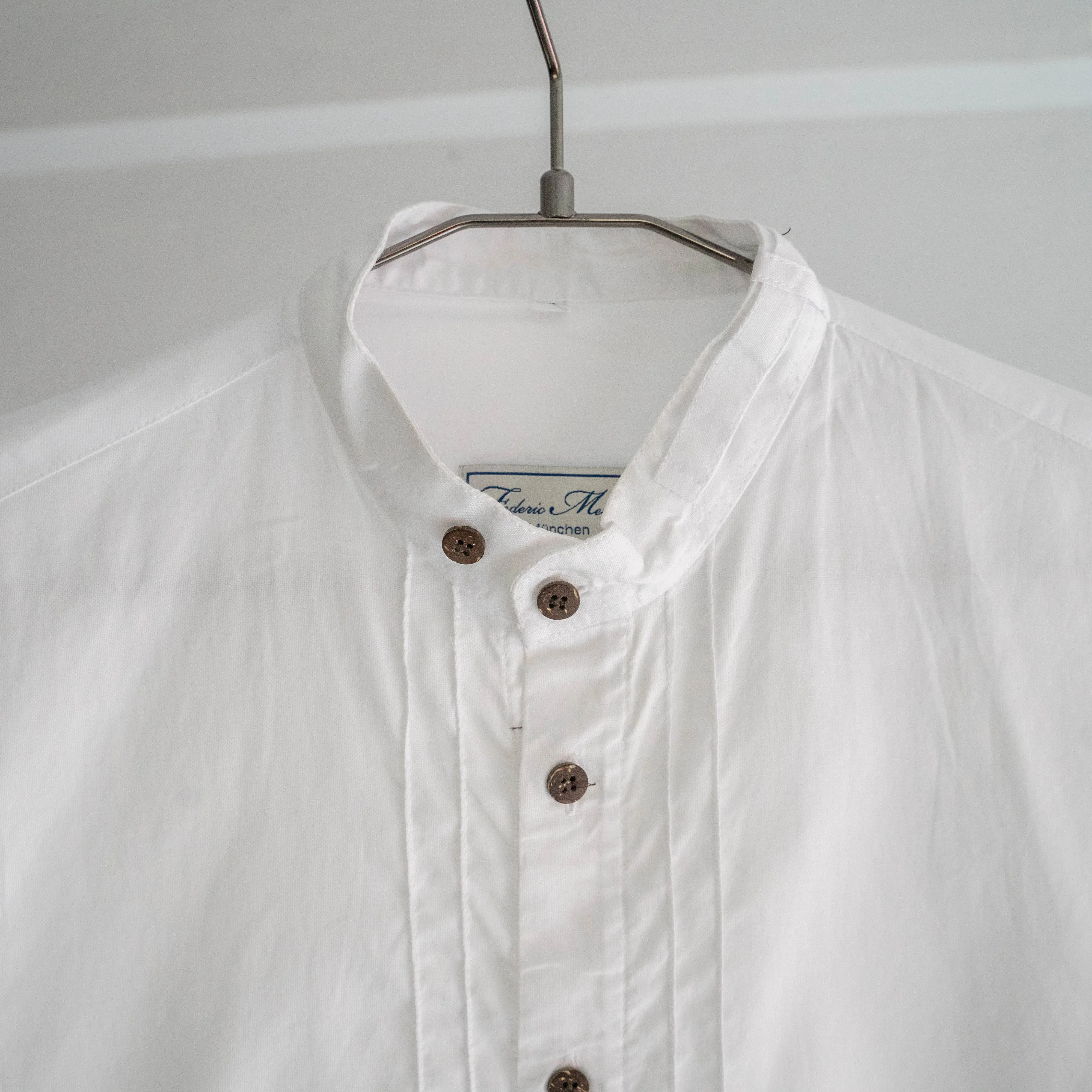 2000s tyrolean like cotton stand collar shirt