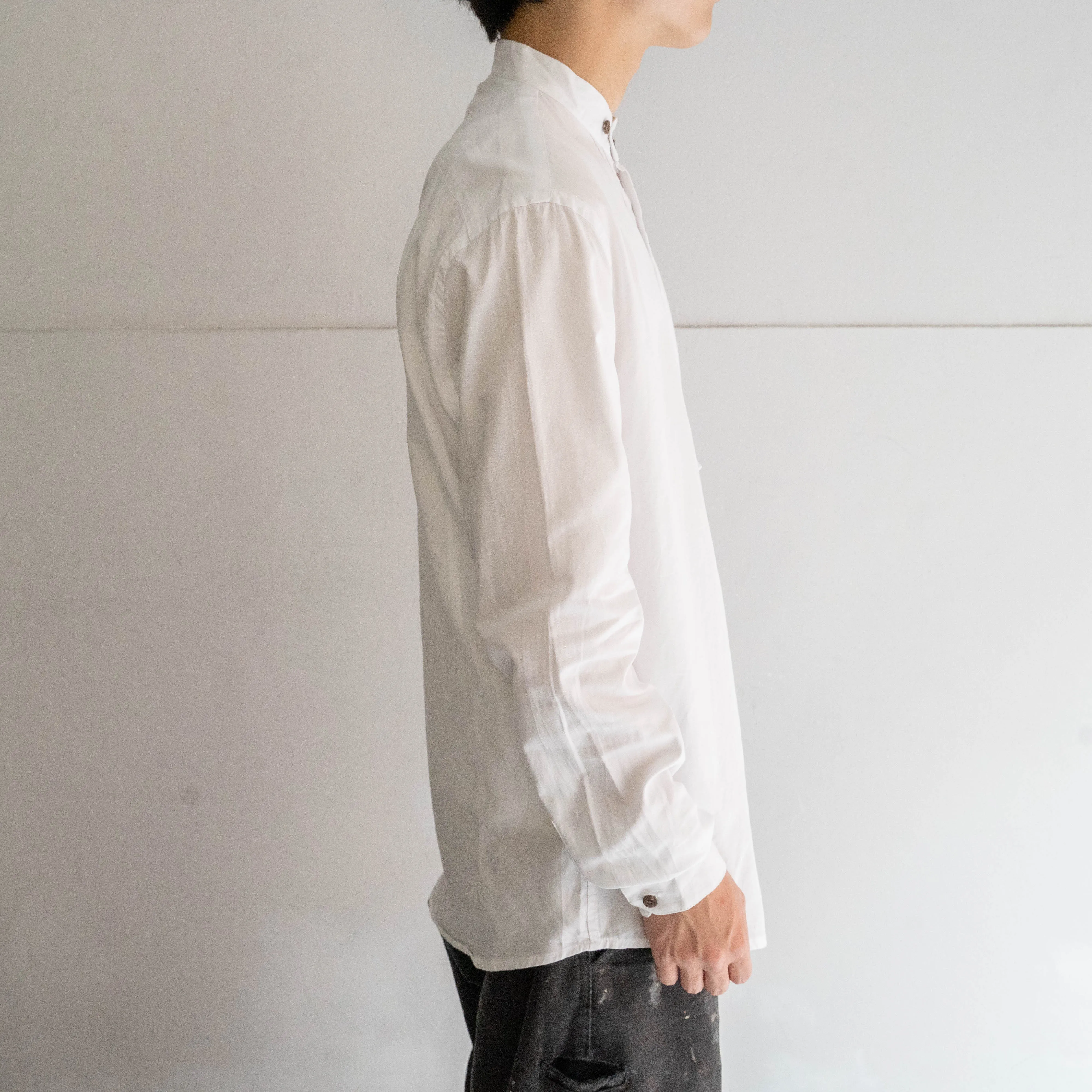 2000s tyrolean like cotton stand collar shirt