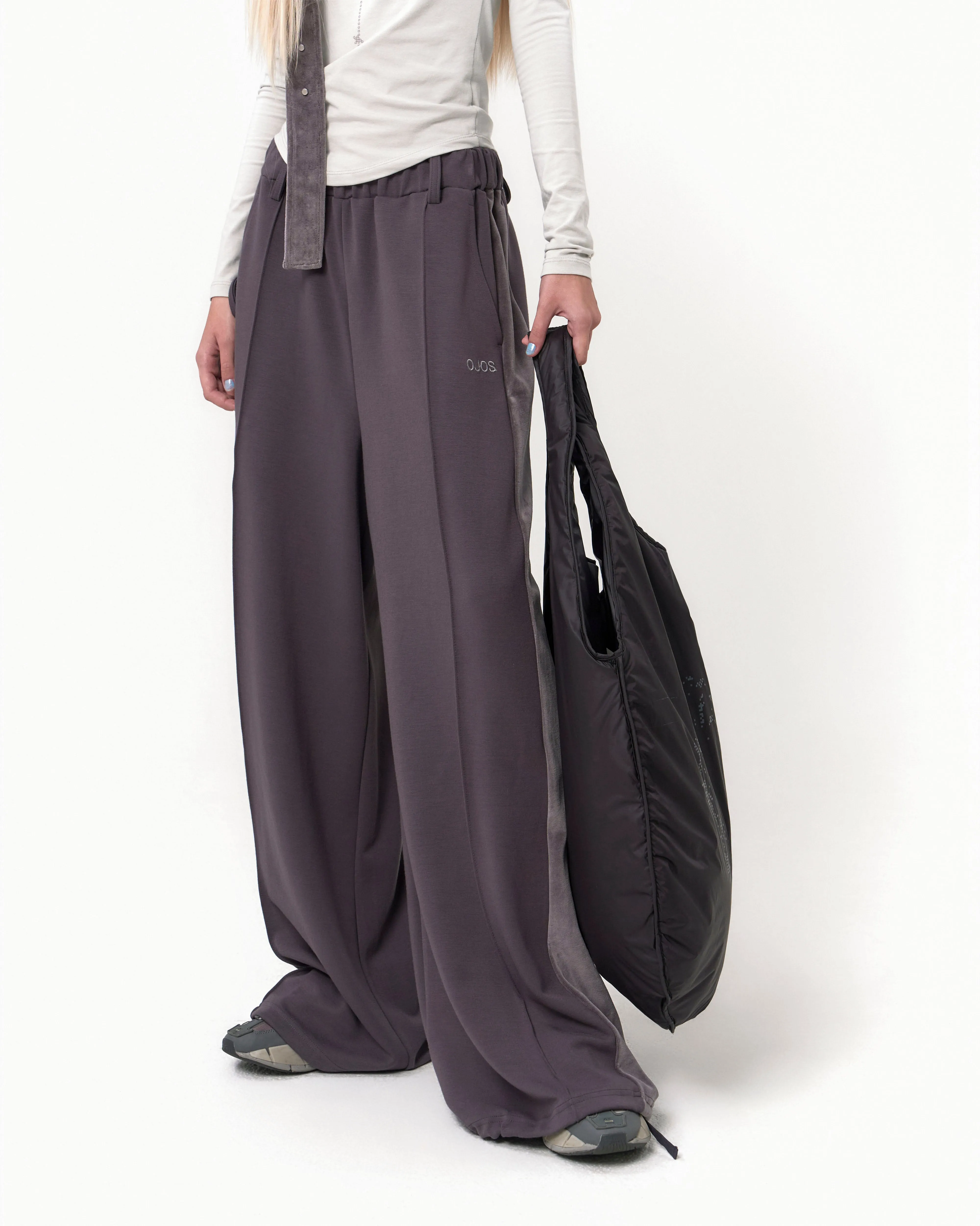 Belt Wide Sweat Pants Charcoal