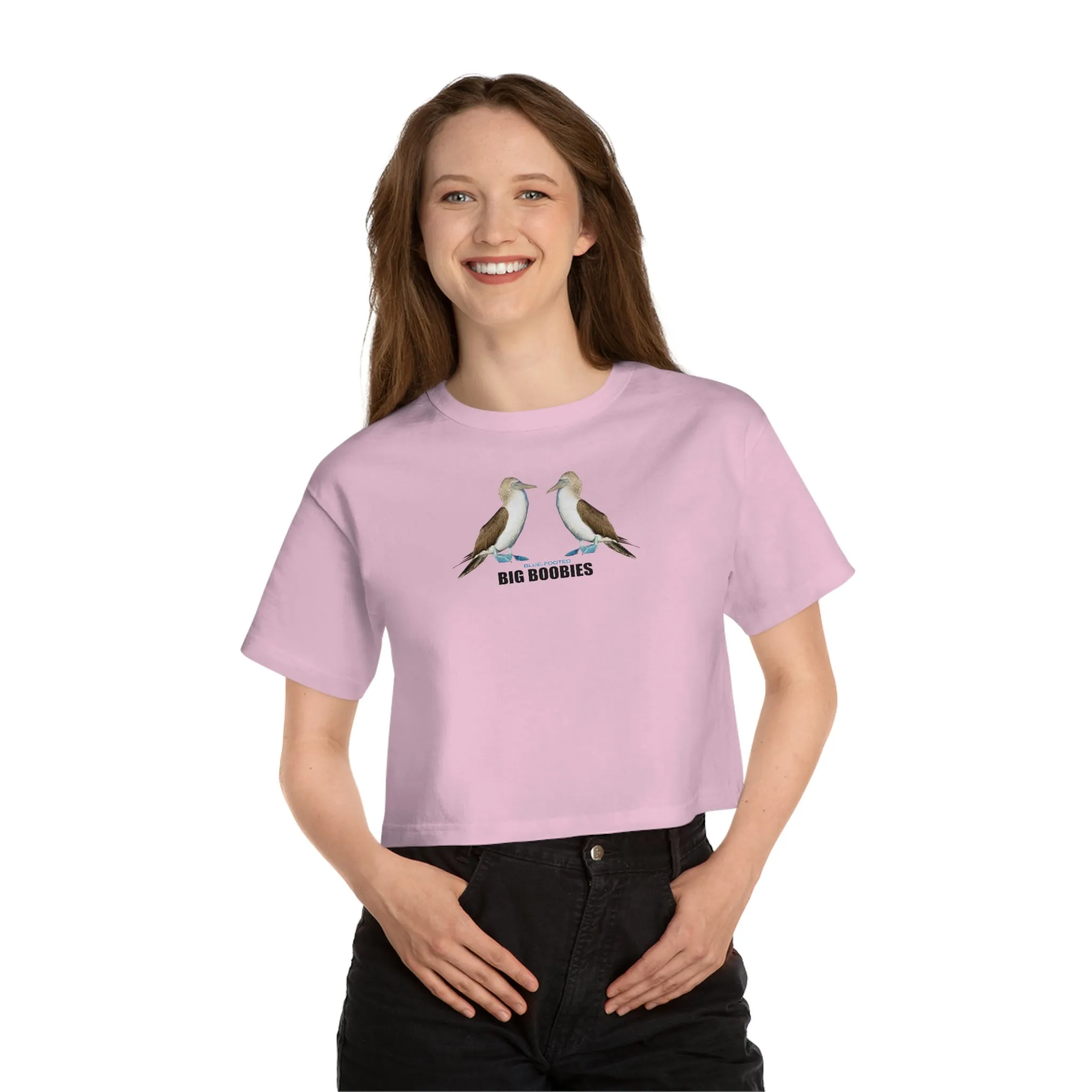 Big Blue-Footed Boobies  Champion Women's Heritage Cropped T-Shirt