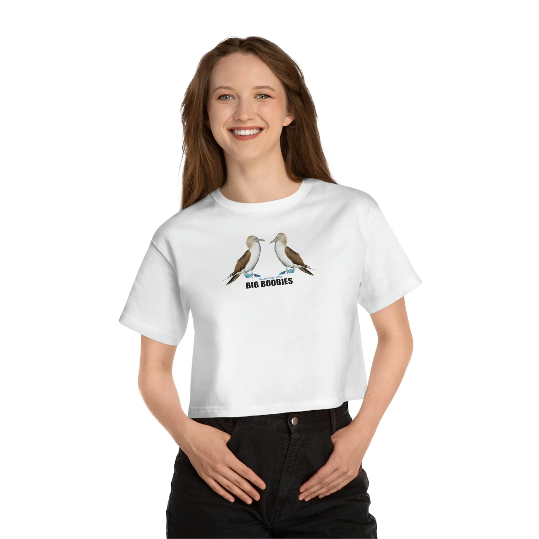 Big Blue-Footed Boobies  Champion Women's Heritage Cropped T-Shirt
