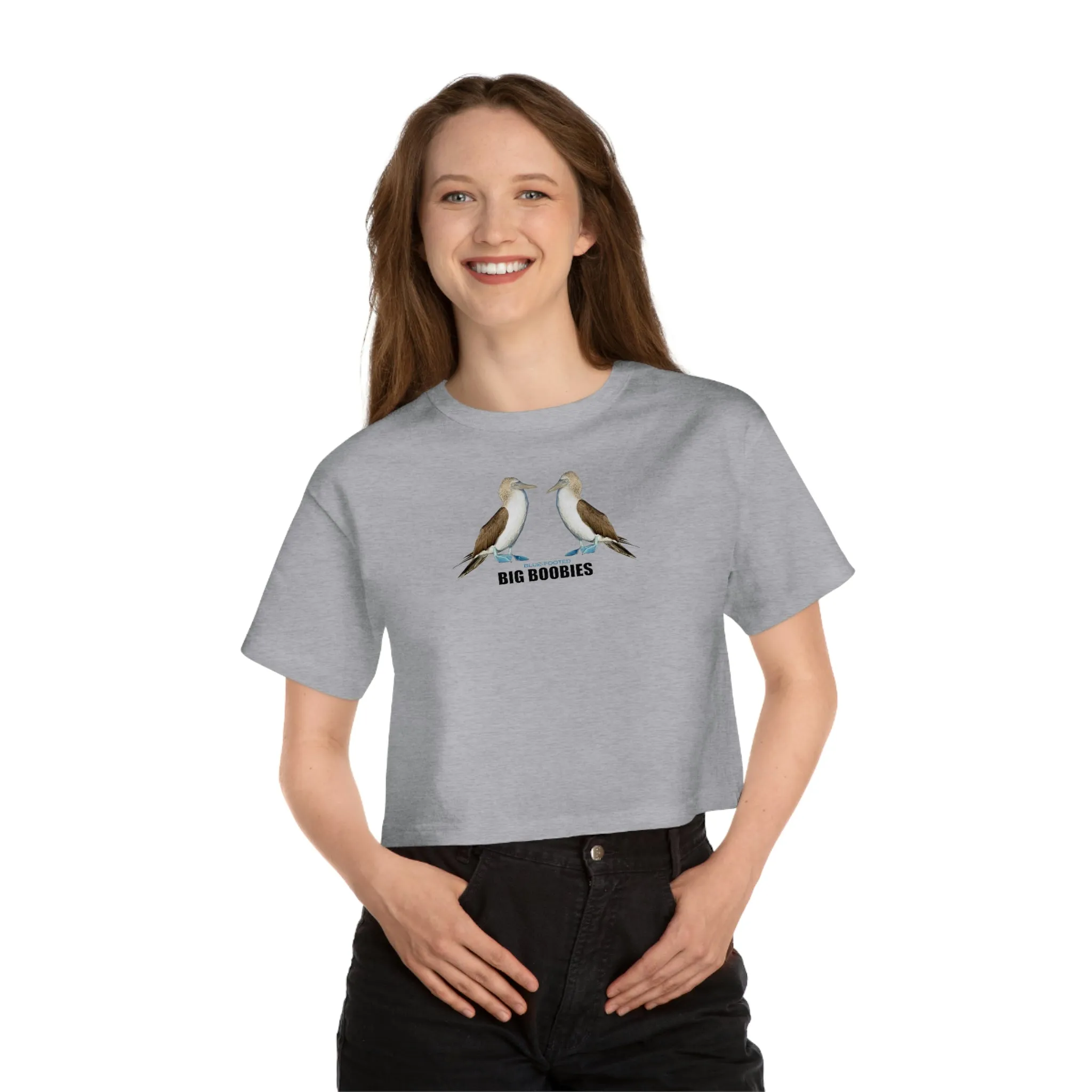 Big Blue-Footed Boobies  Champion Women's Heritage Cropped T-Shirt