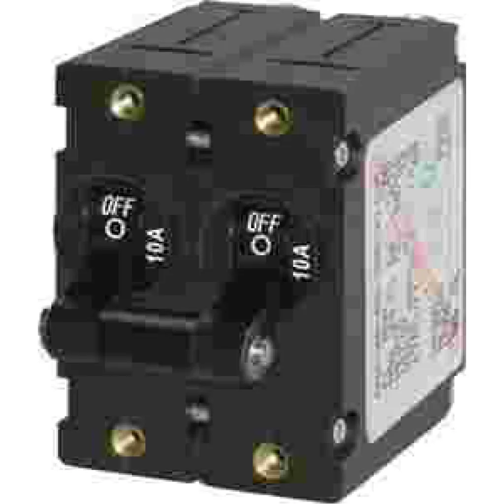Blue Sea Double Pole Circuit Breaker - 10A Black