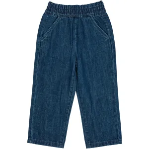 Copenhagen Colors Dark Indigo Blue Washed Organic Chinos W. Bow Regular Fit