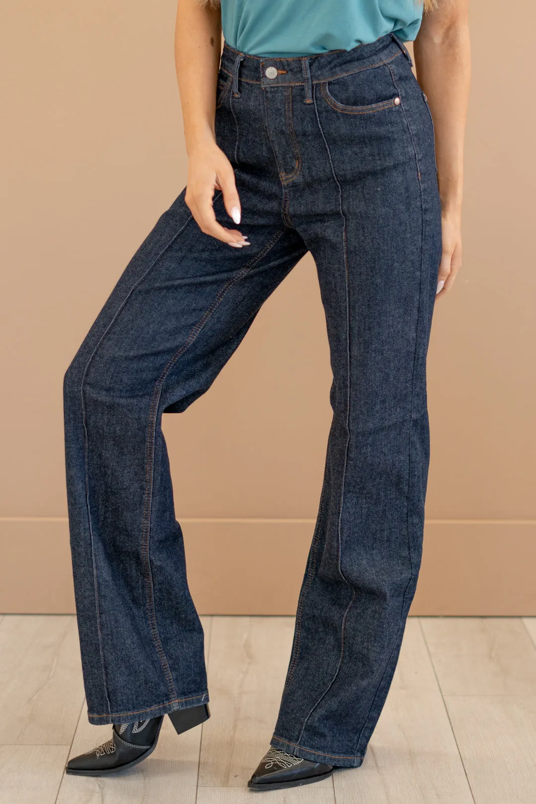 Curvy Darling High Rise Front Seam & Dart Wide Leg