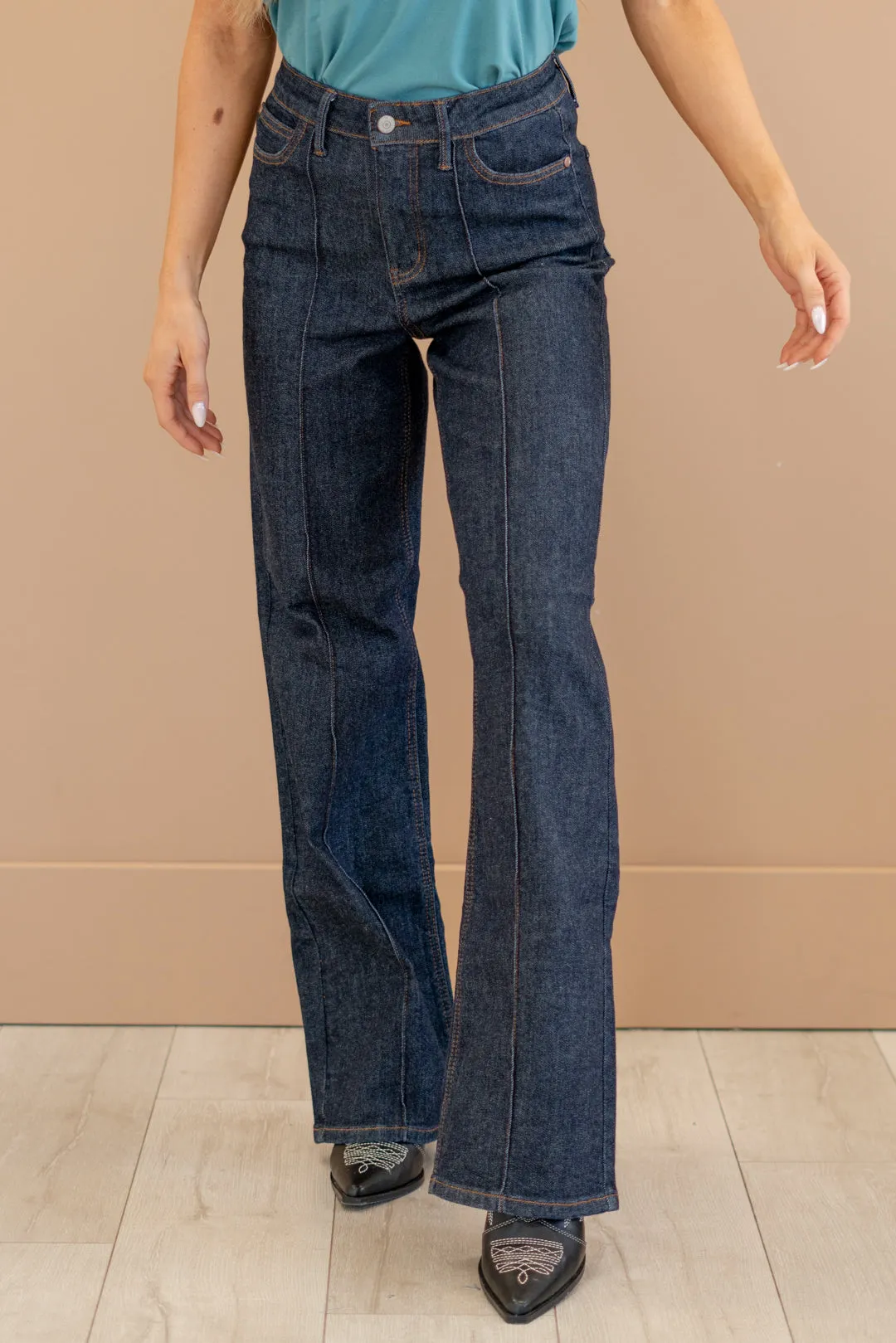 Curvy Darling High Rise Front Seam & Dart Wide Leg