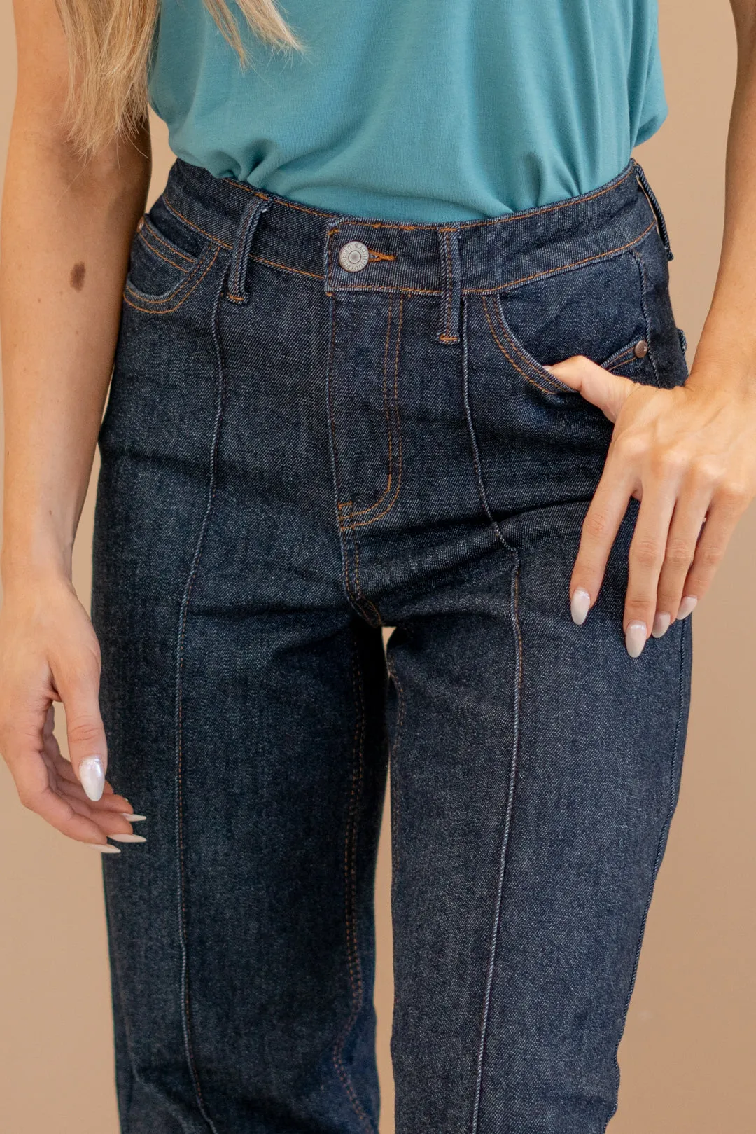 Curvy Darling High Rise Front Seam & Dart Wide Leg