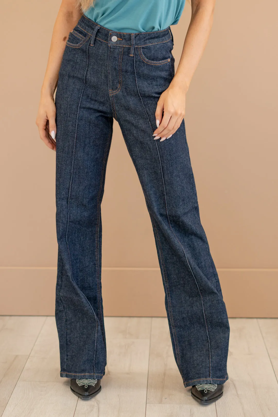 Curvy Darling High Rise Front Seam & Dart Wide Leg