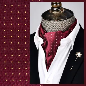 DarkRed Modern Grandeur Floral Ascot Polka Dots Cravat