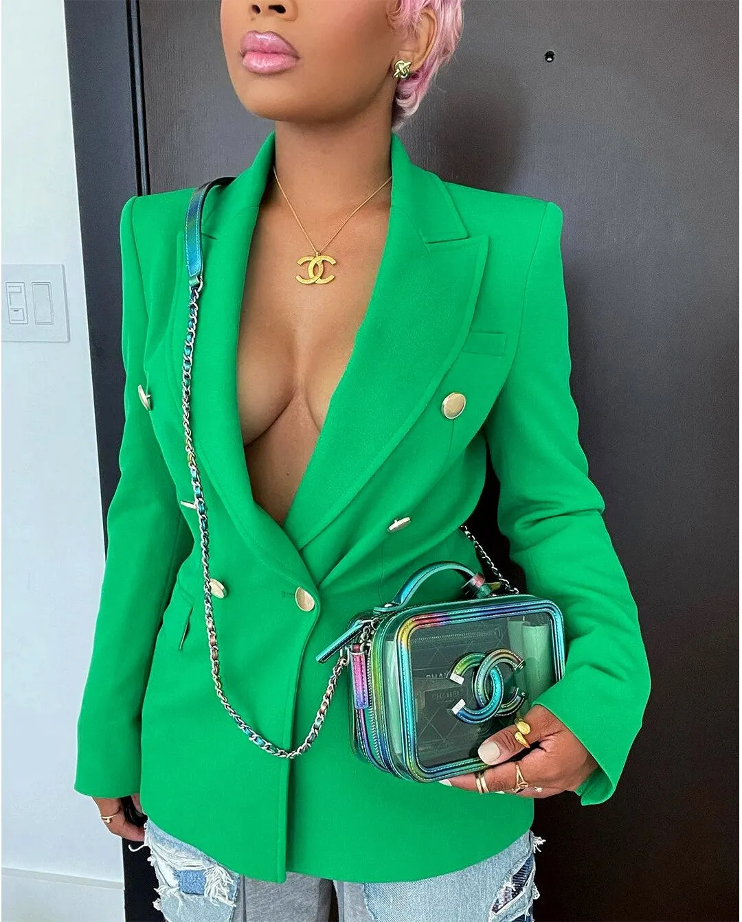 DressBetty - Elegant Green Red Blazer