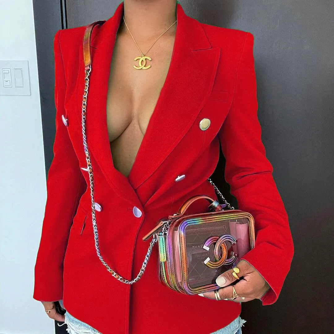DressBetty - Elegant Green Red Blazer