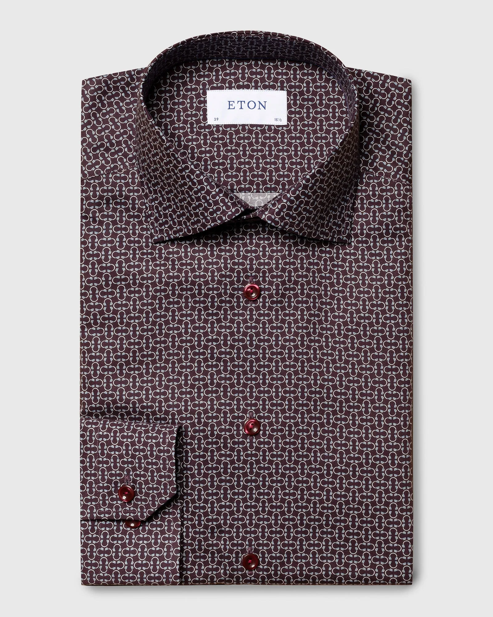 ETON 10000354959 WINE PRINT SLIM SC SHIRT