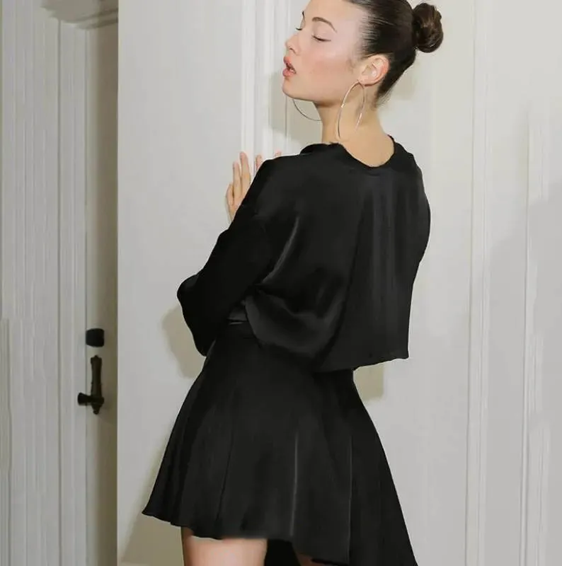 Fashion Casual Satin Two-Piece Dress Suit