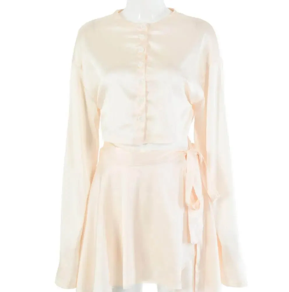 Fashion Casual Satin Two-Piece Dress Suit