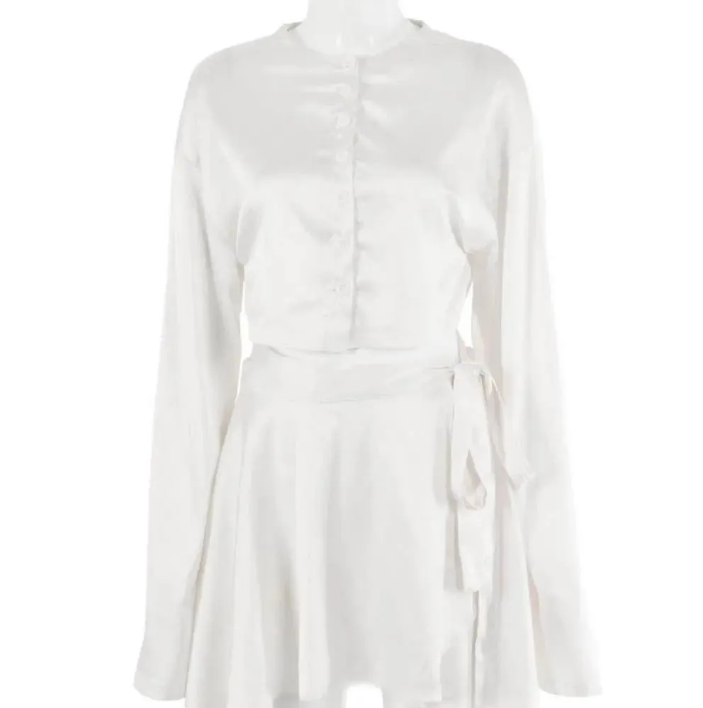 Fashion Casual Satin Two-Piece Dress Suit