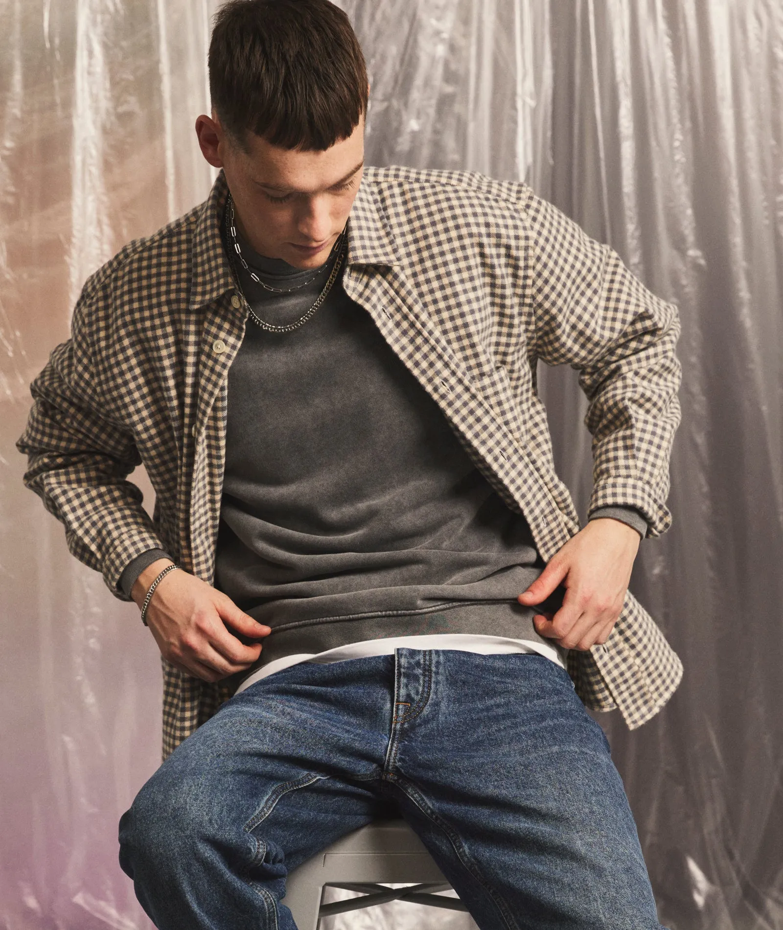 GP Drop Shoulder Crew Neck Sweat - Acid Grey