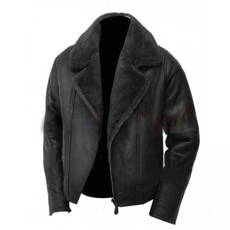 Handmade New Men Superb Inside Fur Leather Jacket