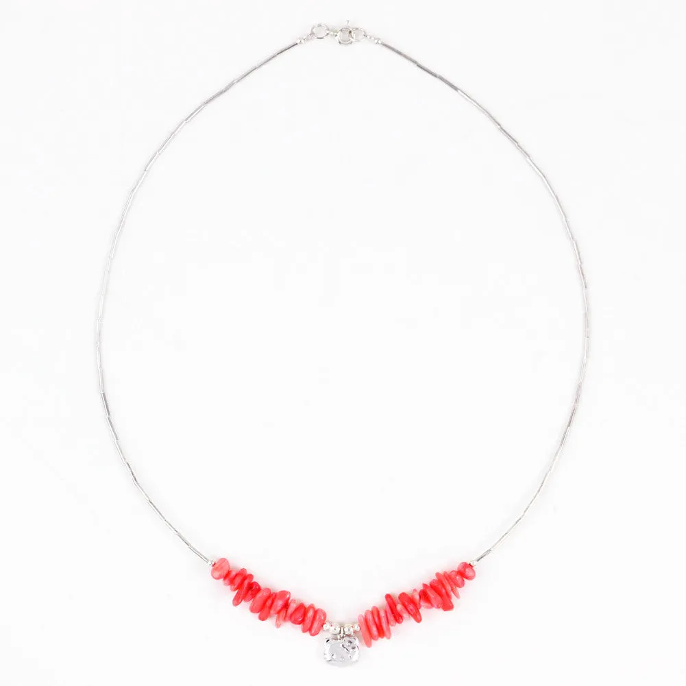 Hello Kitty Coral Pink Stone Necklace
