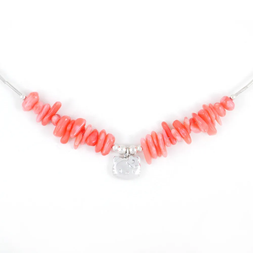 Hello Kitty Coral Pink Stone Necklace