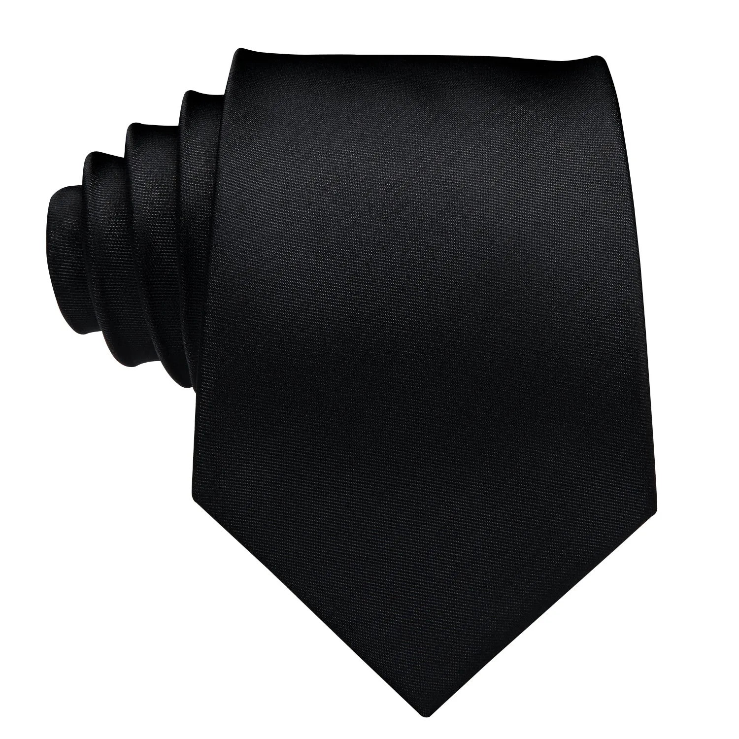 Hi-Tie Black Wedding Necktie Solid Men Tie Pocket Square Cufflinks Set