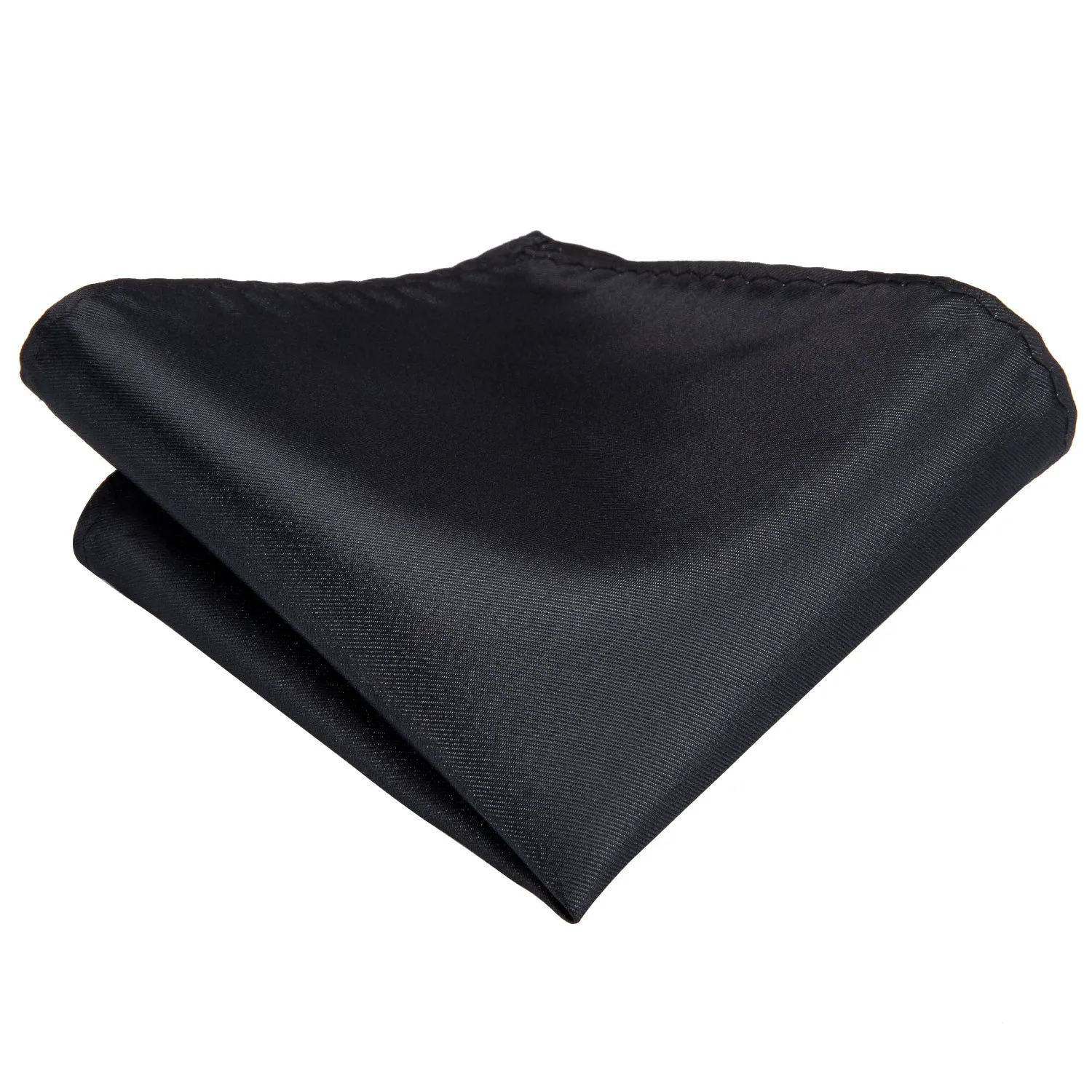 Hi-Tie Black Wedding Necktie Solid Men Tie Pocket Square Cufflinks Set