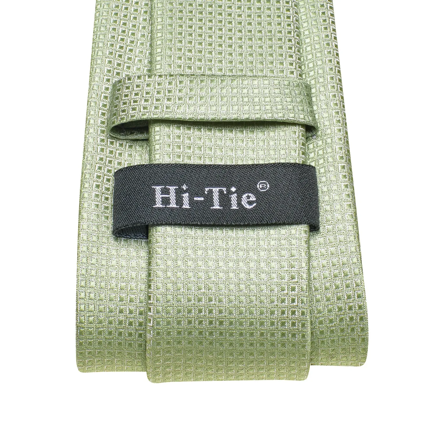 Hi-Tie Mint Green Solid 67" Extra Long Tie Handkerchief Cufflinks Set