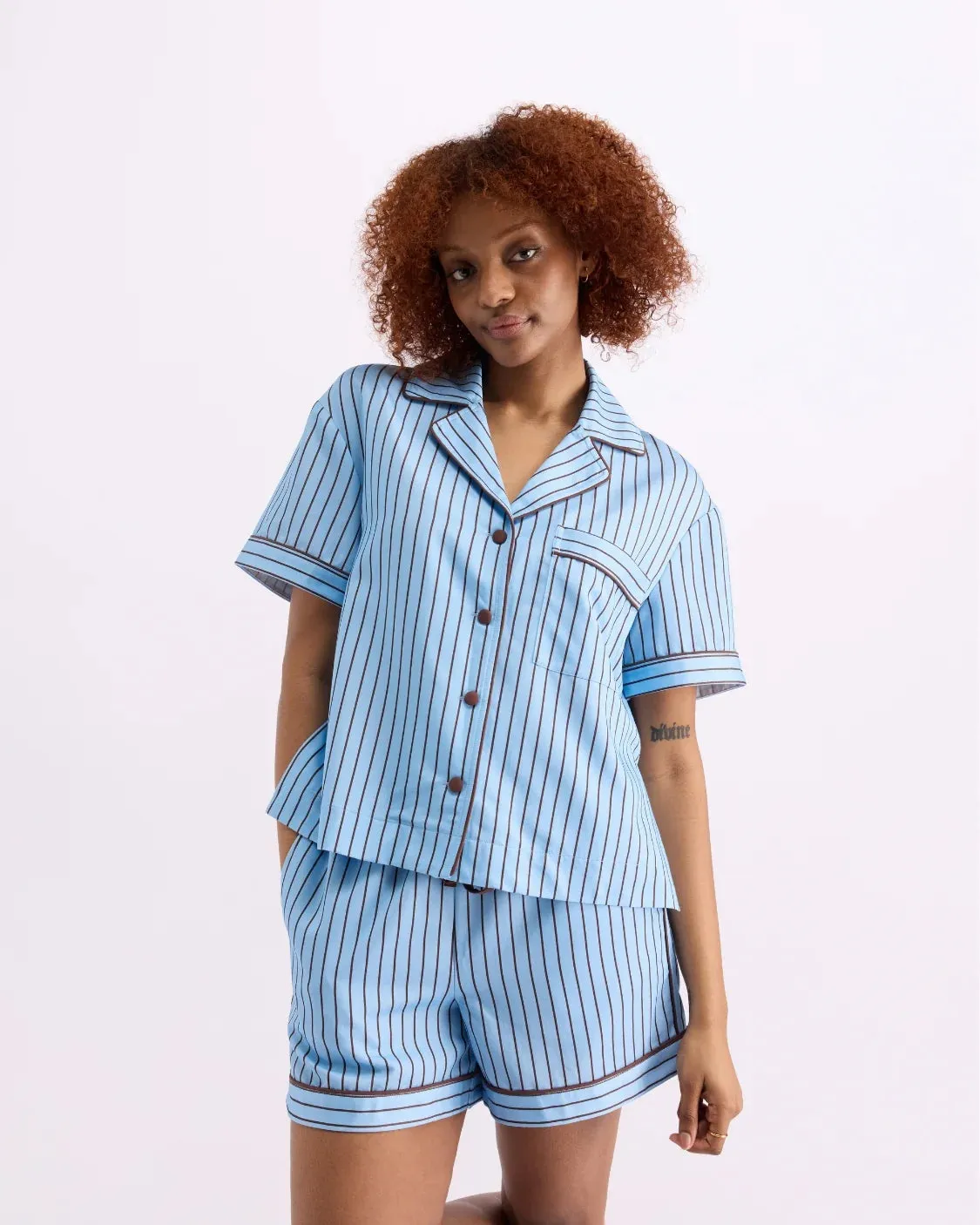 Hommey Short Sleeve Shirt - Iced Chocolate Stripes