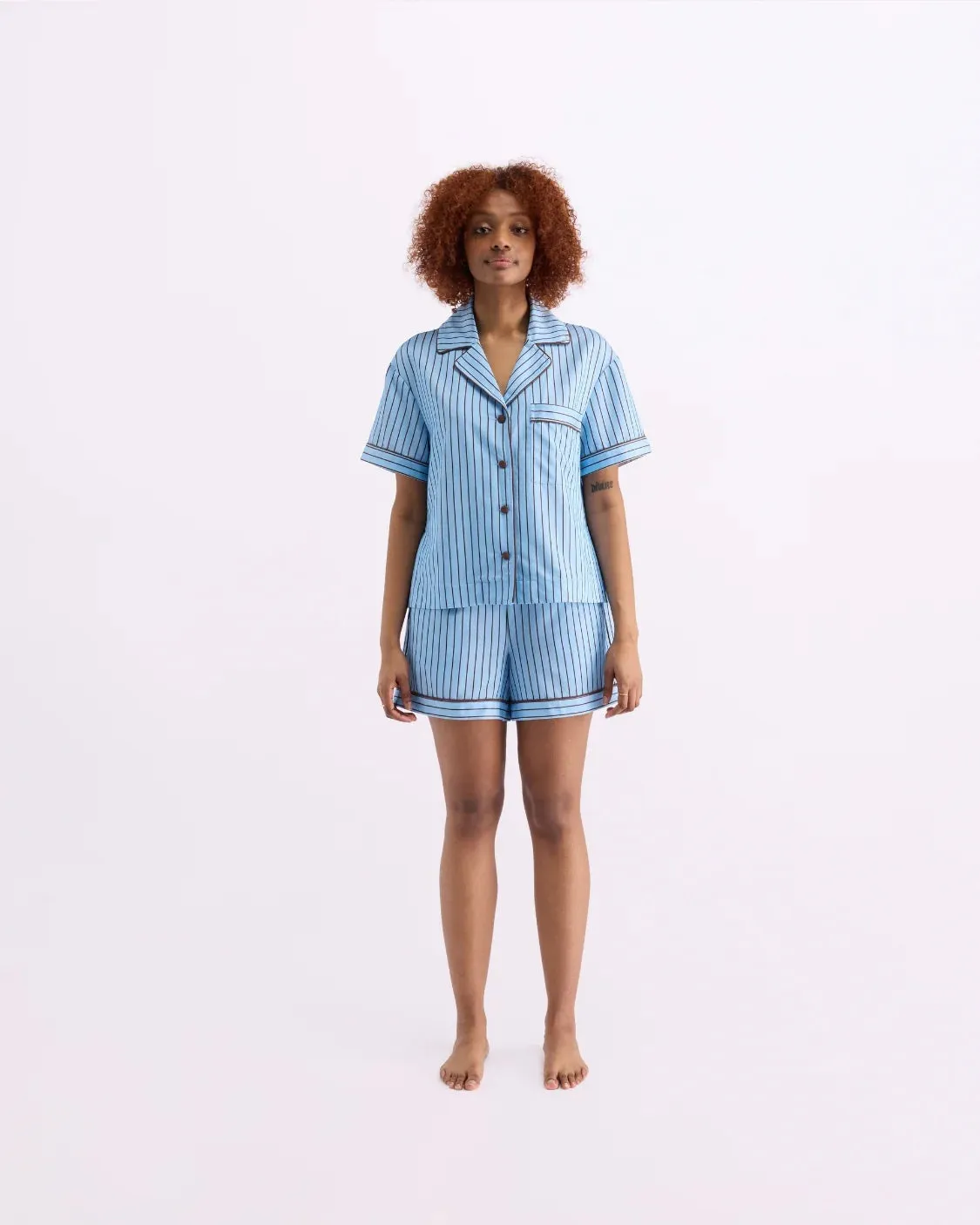 Hommey Short Sleeve Shirt - Iced Chocolate Stripes
