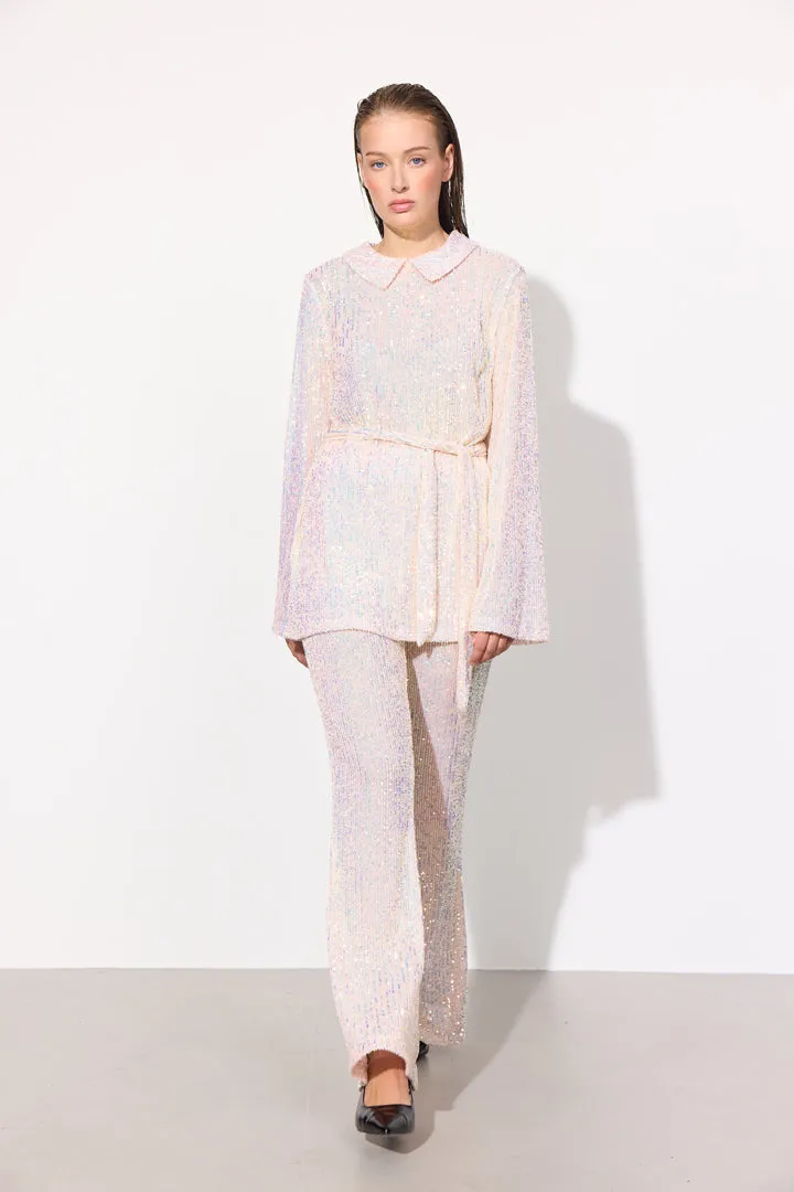 Karin Sequin Trousers - White