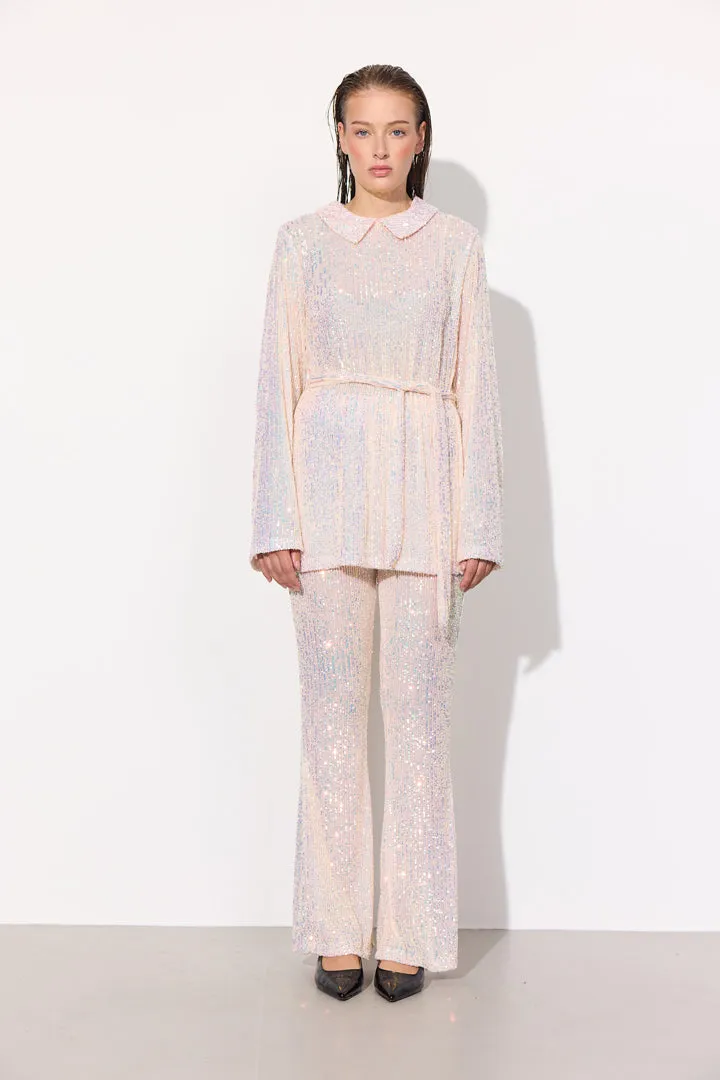 Karin Sequin Trousers - White