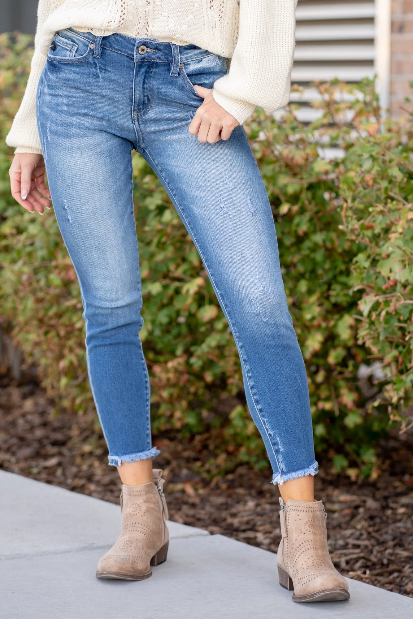 Landon Mid Rise Distressed Ankle Skinny Jeans