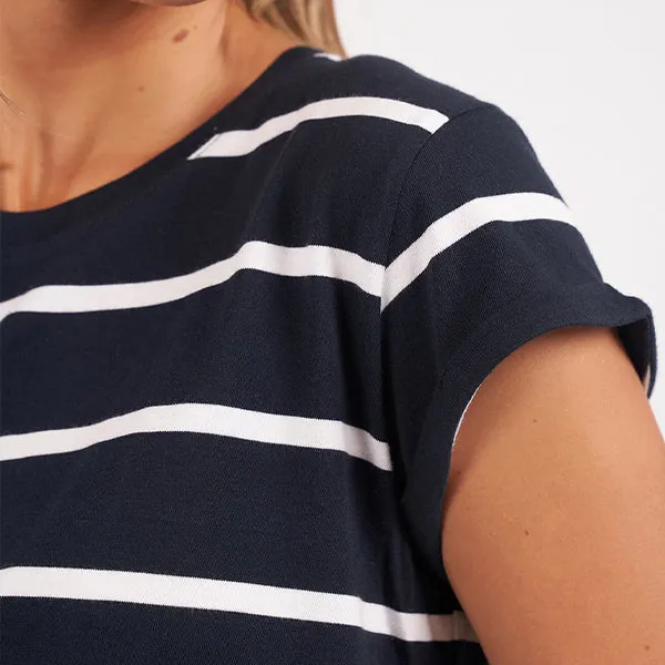 Manly Stripe Tee - Navy   White