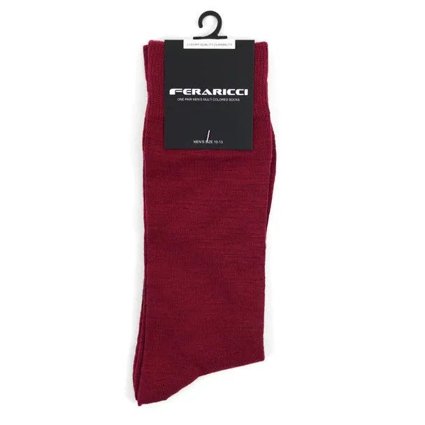 Men's Burgundy Solid Crew Socks