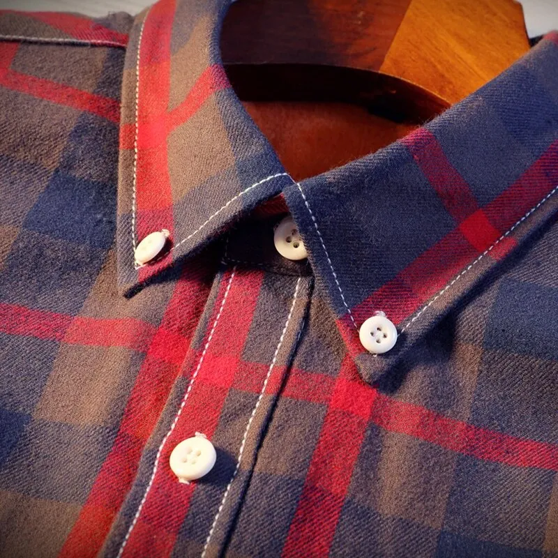 Men's Warm Fleece Lined Plaid Flannel Shirt