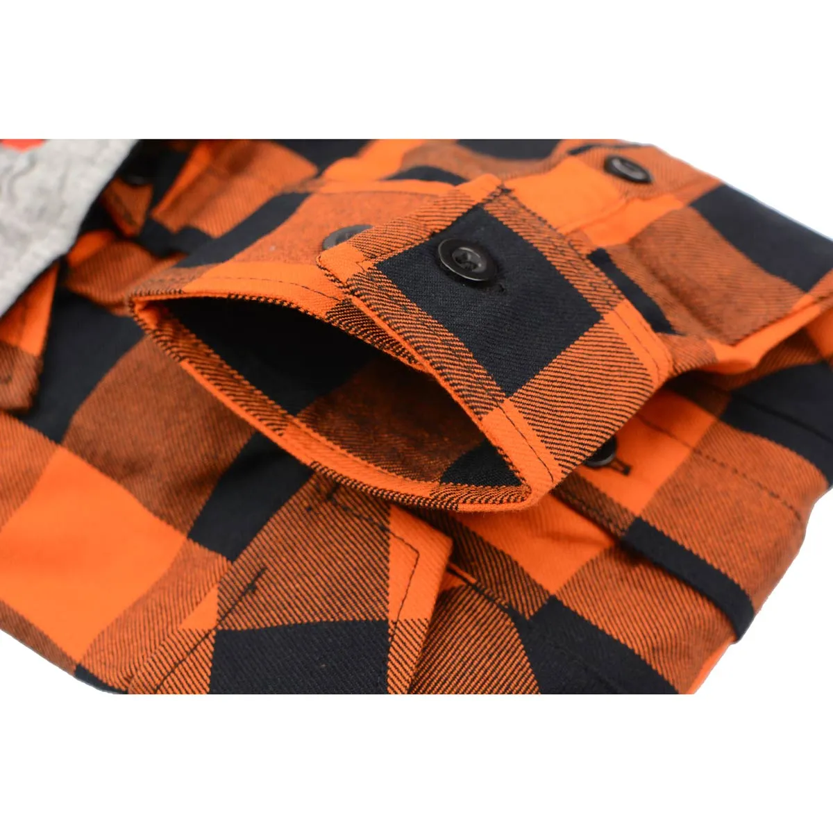 Milwaukee Leather Men's Flannel Plaid Shirt Orange and Black Long