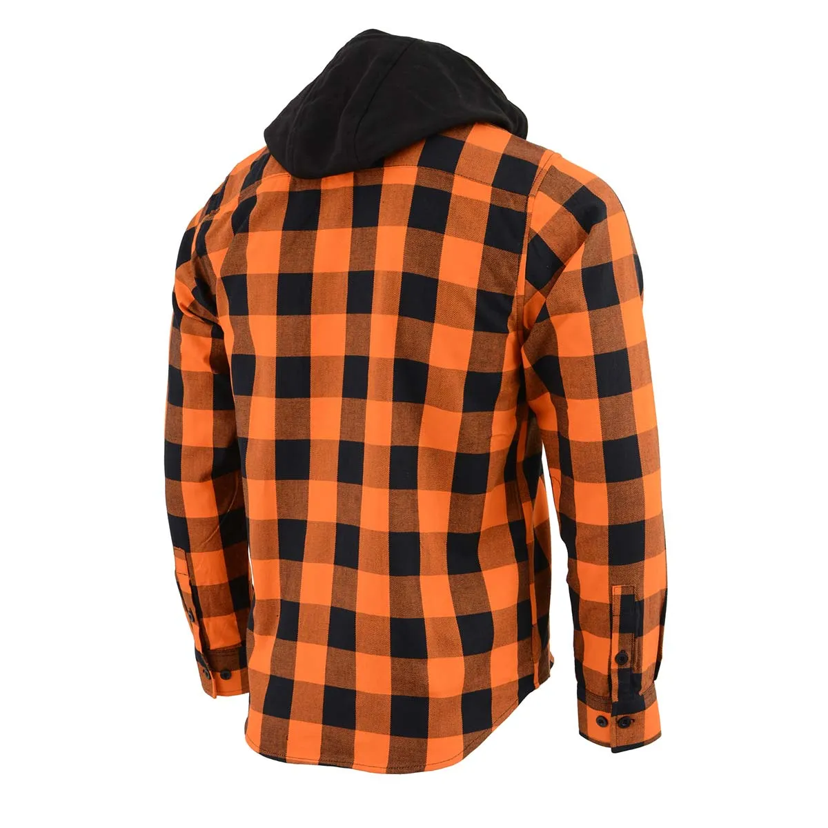Milwaukee Leather Men's Flannel Plaid Shirt Orange and Black Long