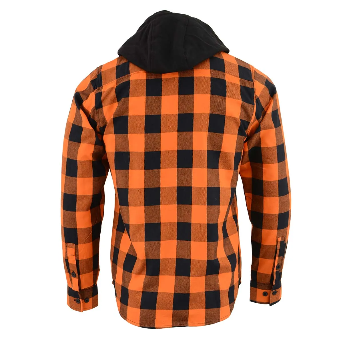 Milwaukee Leather Men's Flannel Plaid Shirt Orange and Black Long