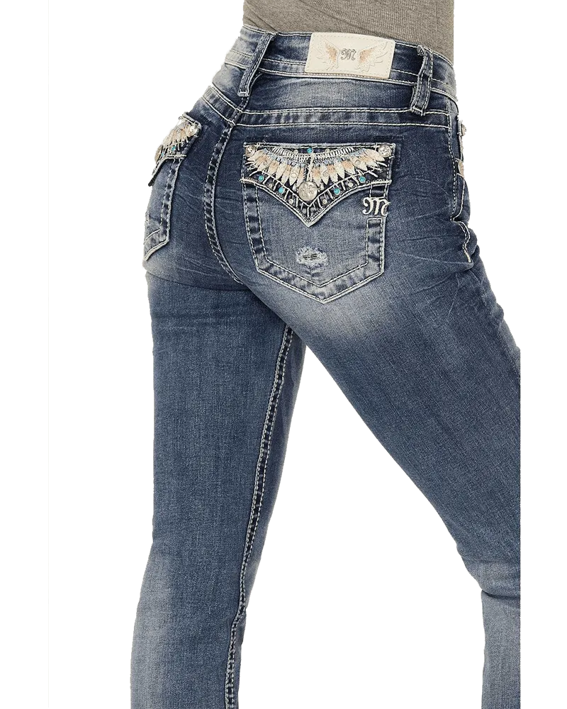 Miss Me Women's Mid-Rise Bootcut Denim Jeans