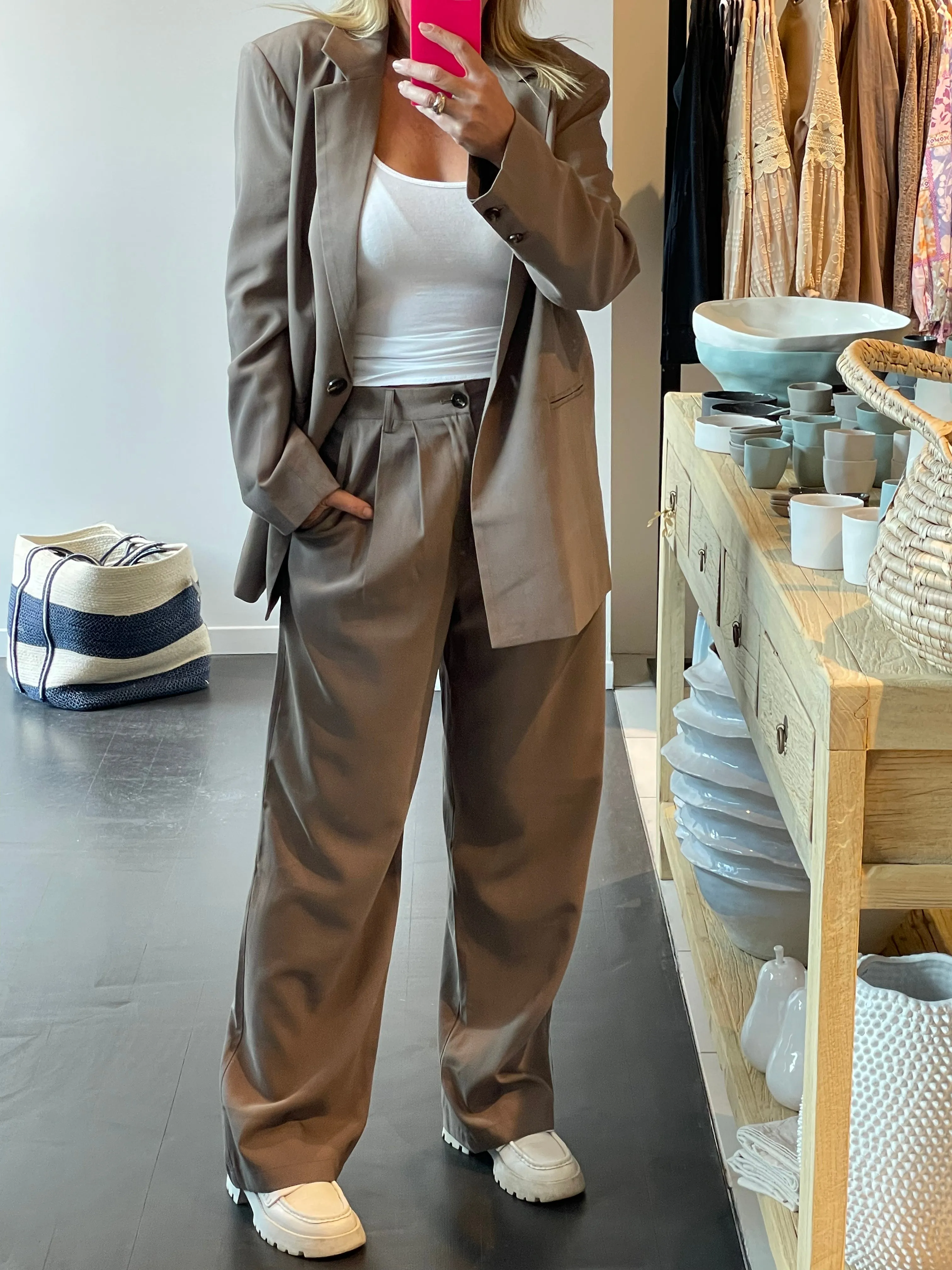 Mushroom- Soft Suit Blazer jacket and tailored Pants