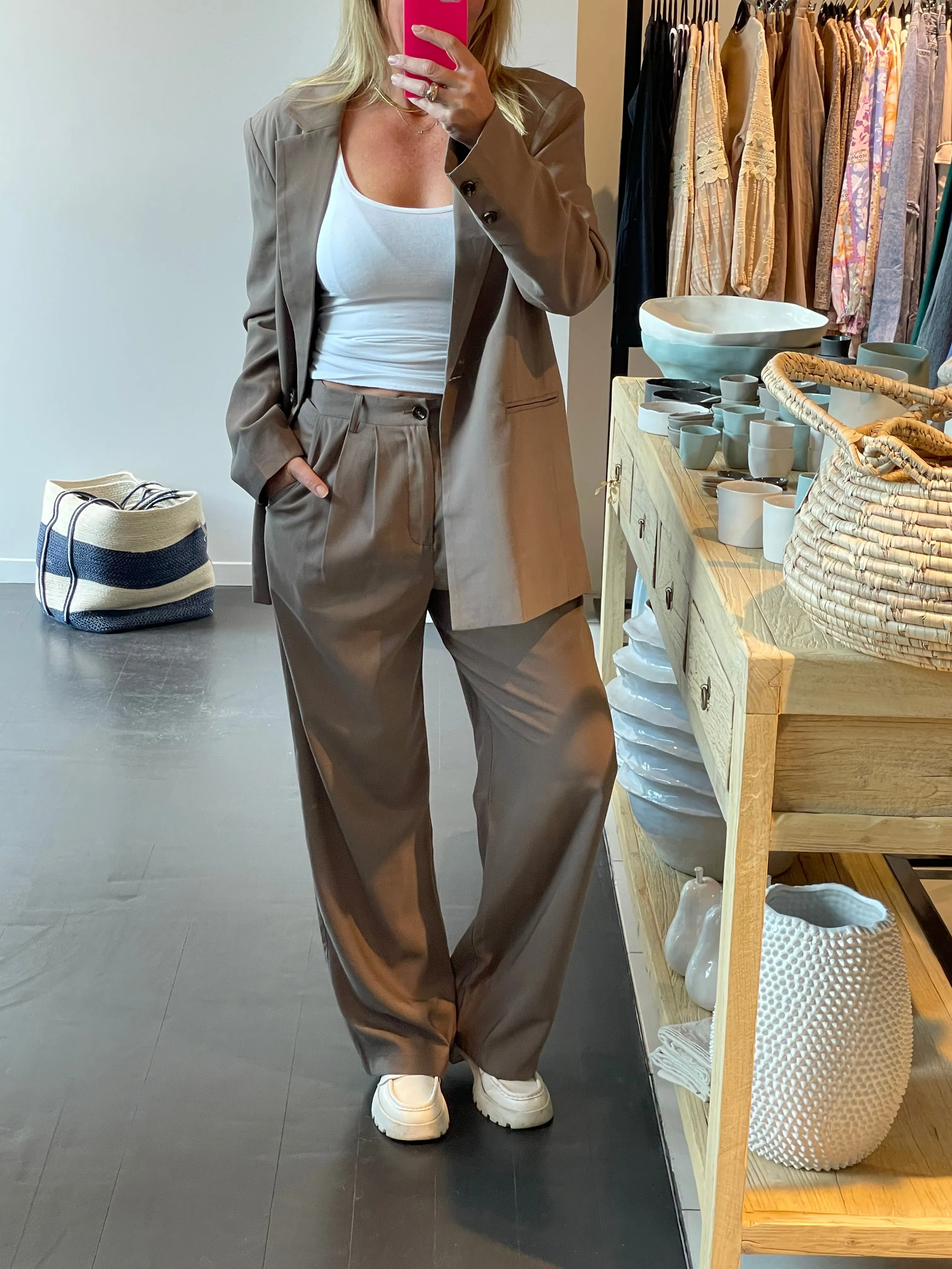 Mushroom- Soft Suit Blazer jacket and tailored Pants