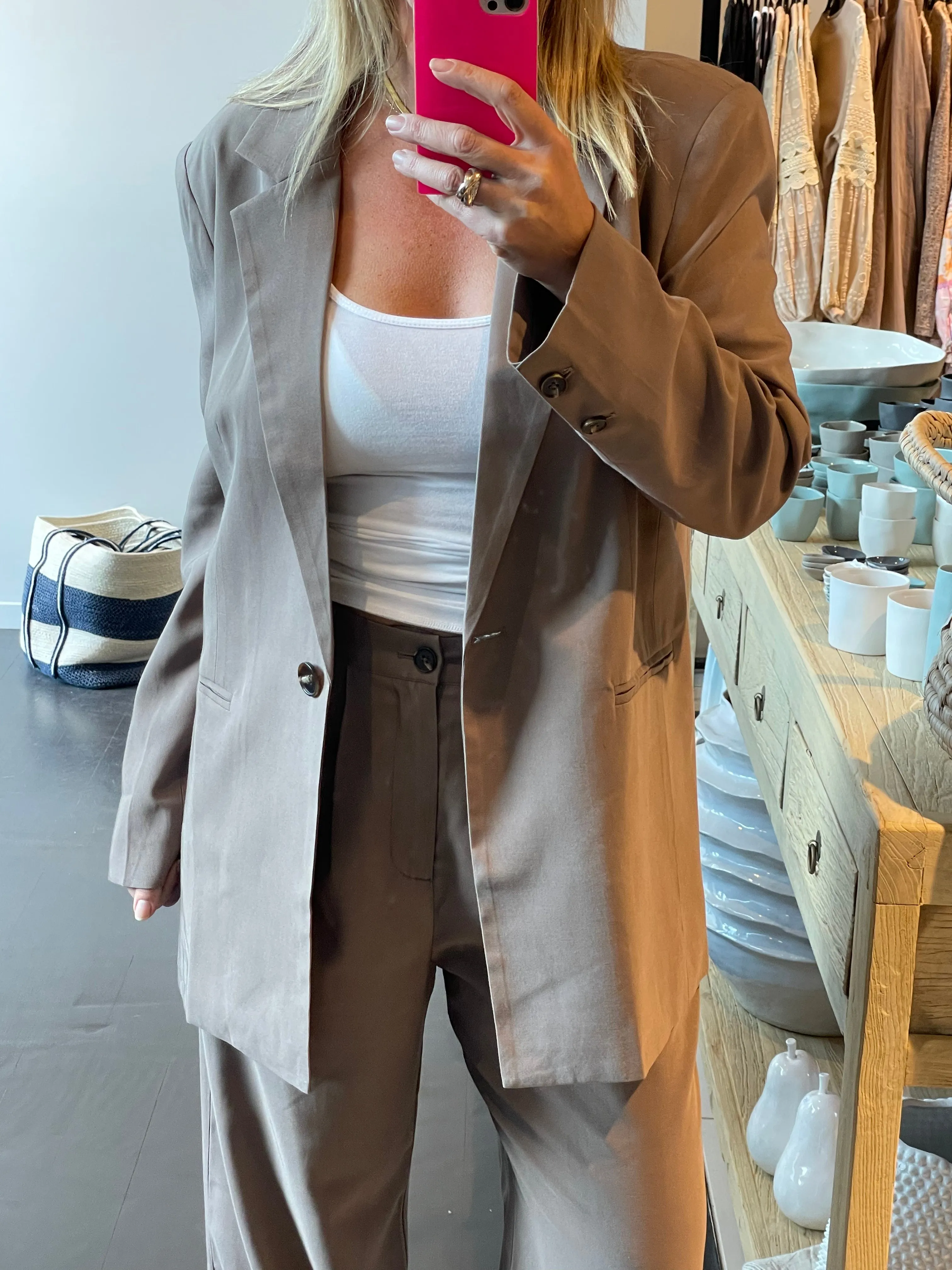 Mushroom- Soft Suit Blazer jacket and tailored Pants