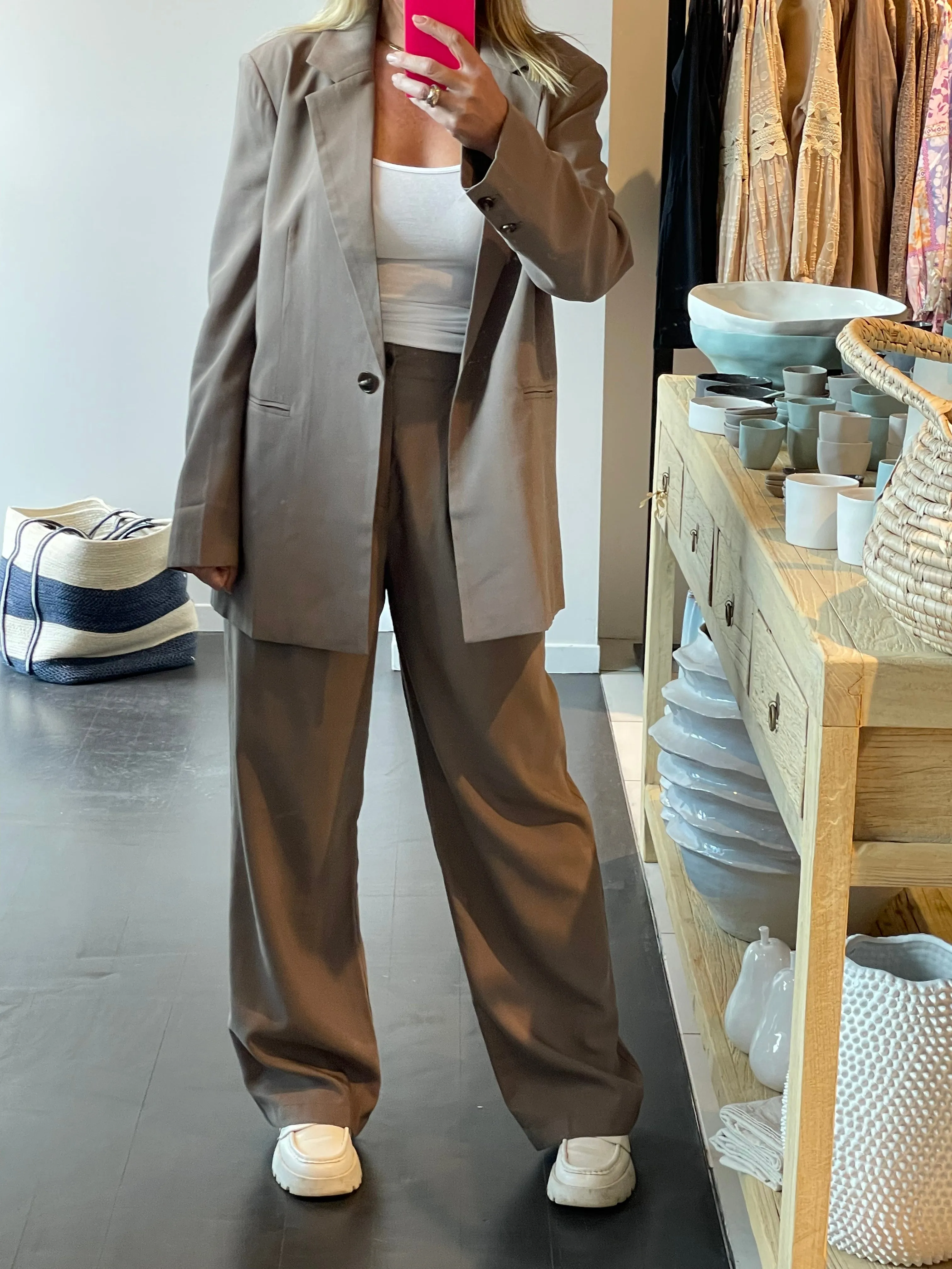 Mushroom- Soft Suit Blazer jacket and tailored Pants