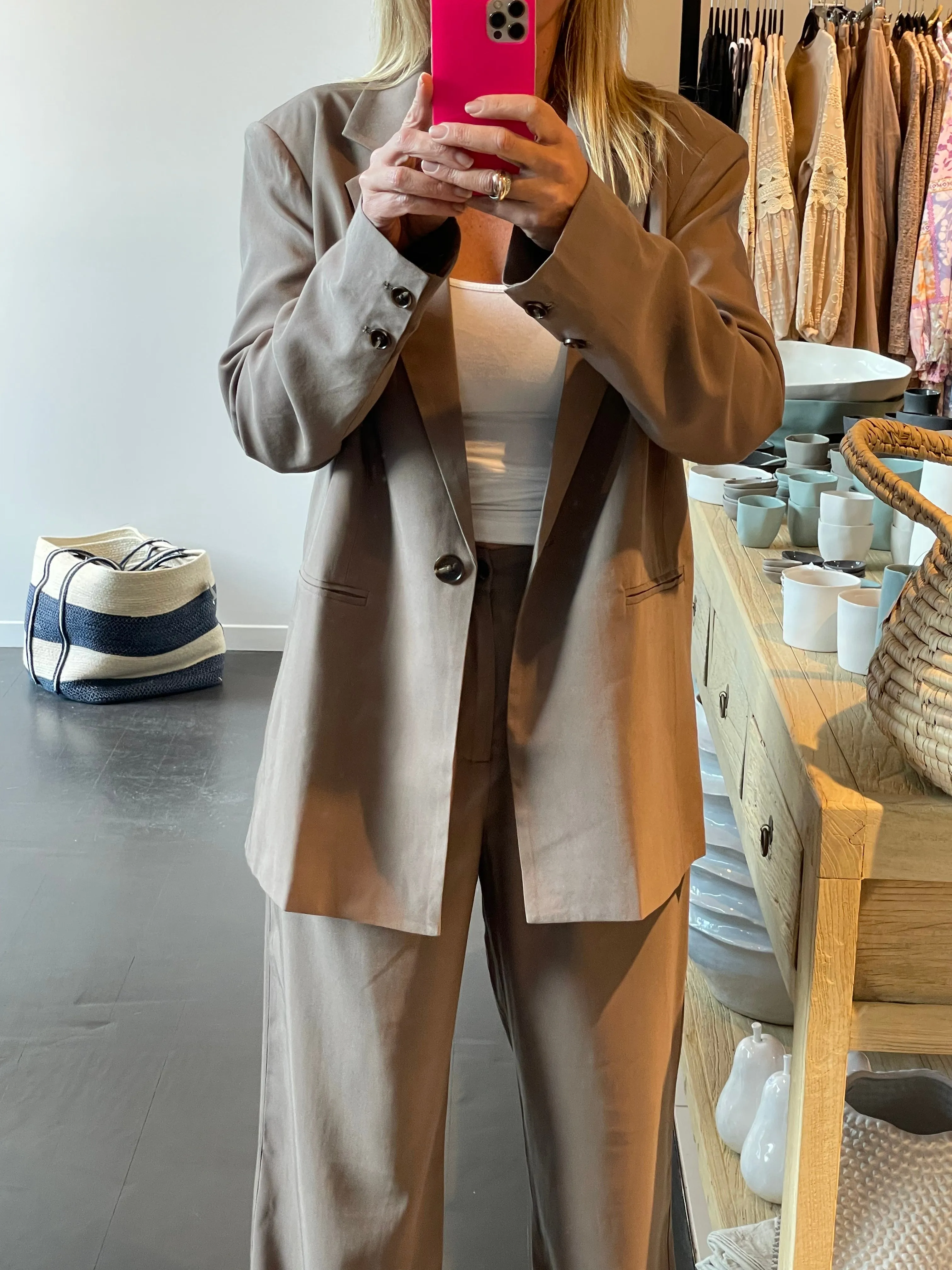 Mushroom- Soft Suit Blazer jacket and tailored Pants