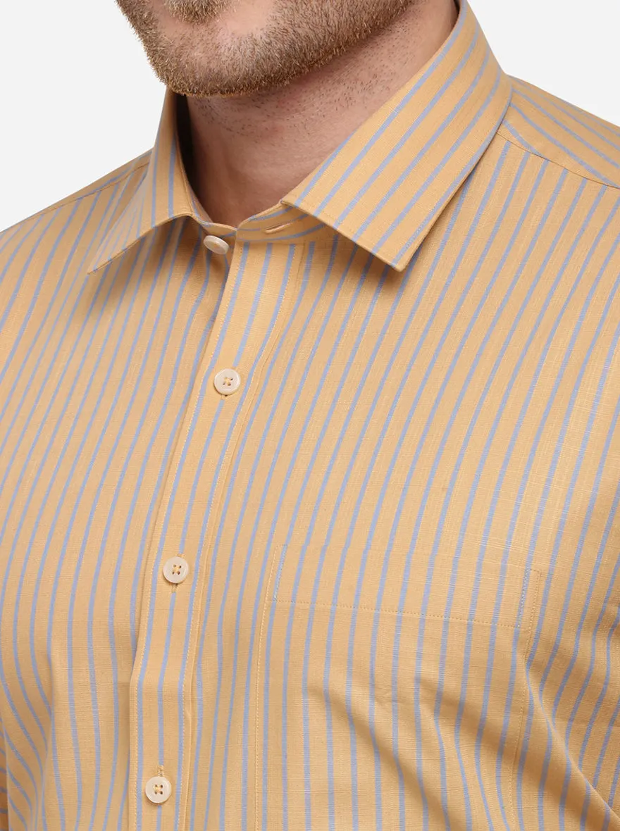 Mustured Striped Regular Fit Formal Shirt | JadeBlue
