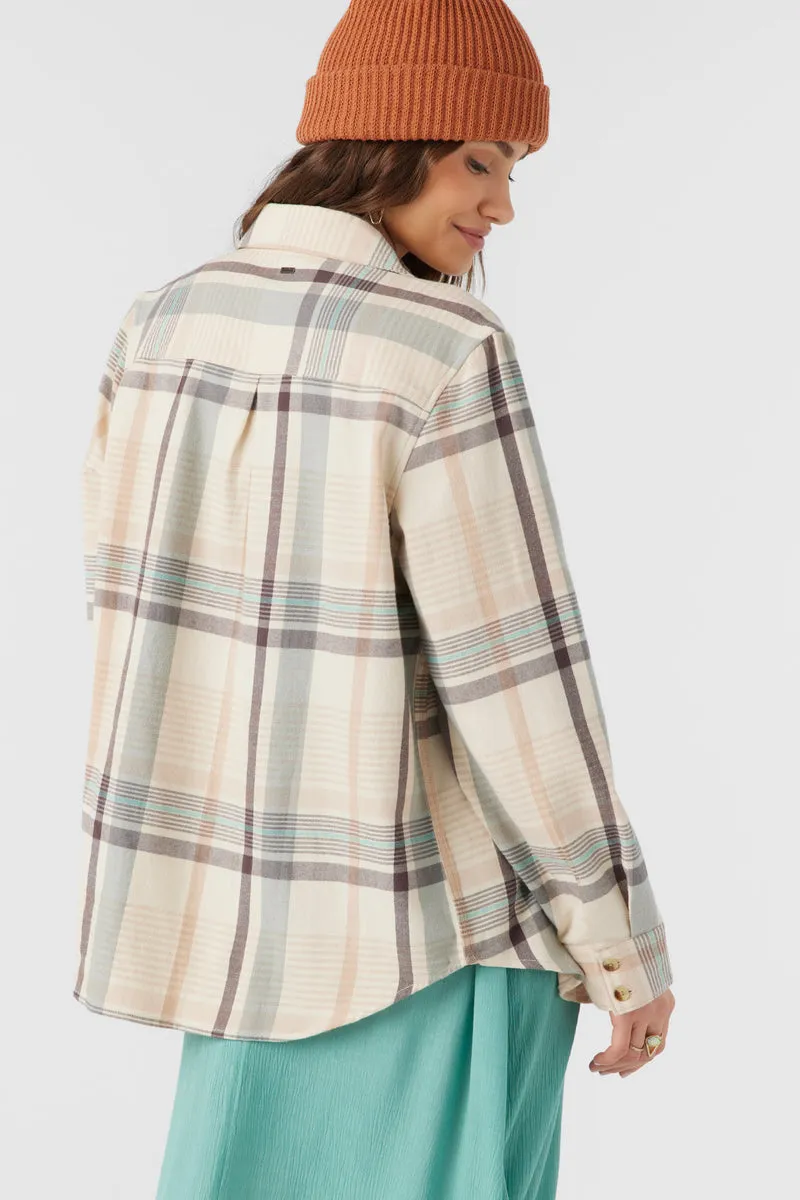 ONeill BROOKS FLANNEL OVERSIZED FIT SHIRT - MOTHER OF PEARL