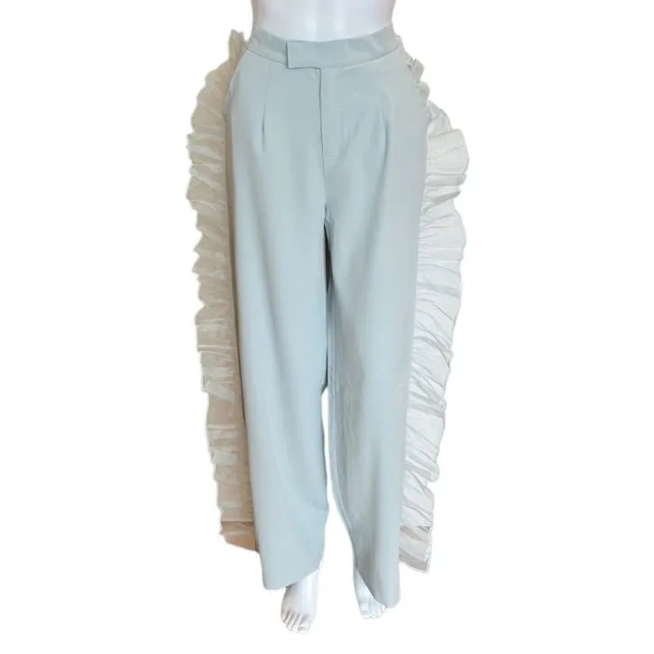 Organza Ruffle-Side Pants | Mint