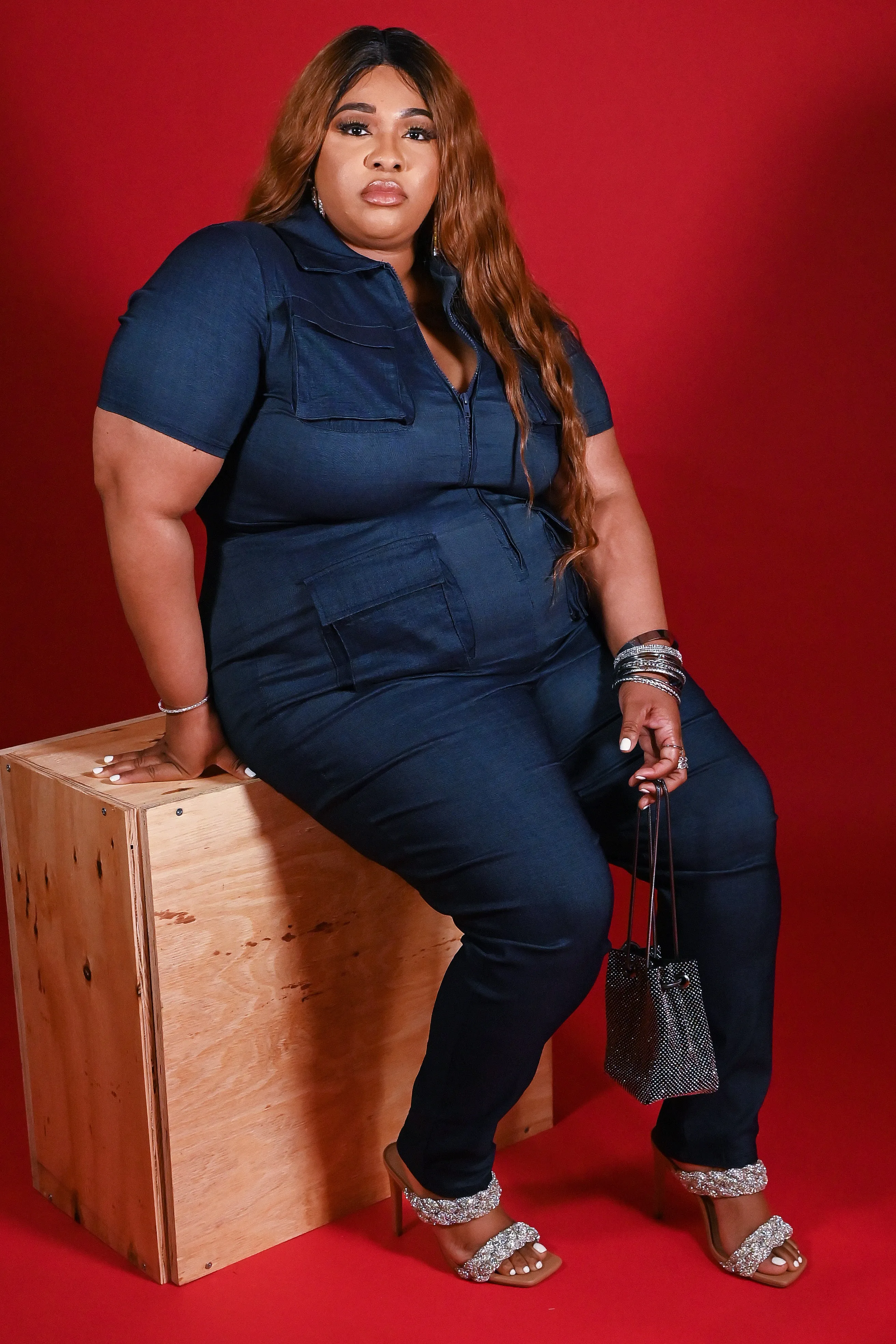 Precious Cargo Denim Jumpsuit (Sm-3x)