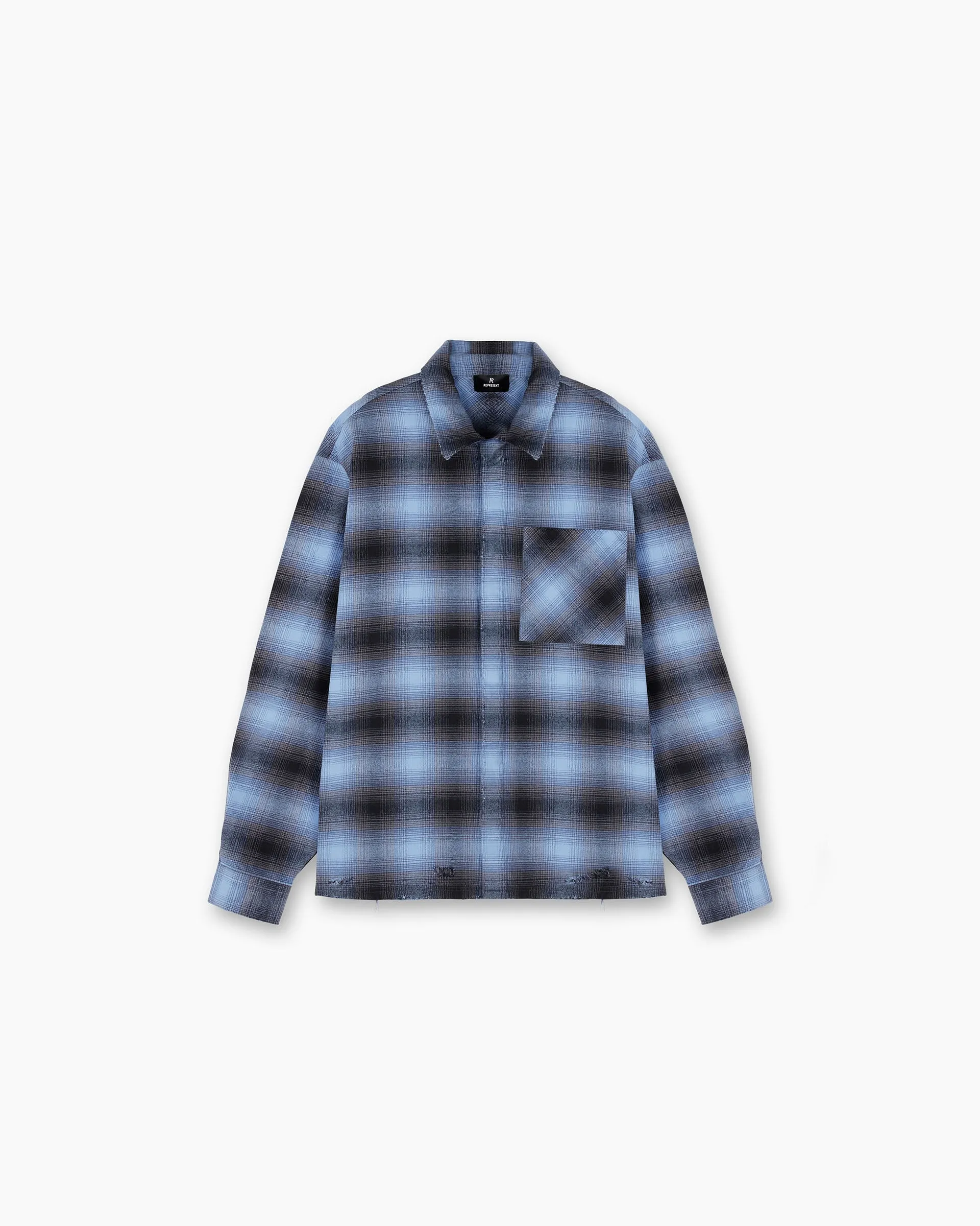 Represent X End Distressed Flannel Shirt - Blue