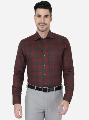Rust Checked Slim Fit Formal Shirt | Metal