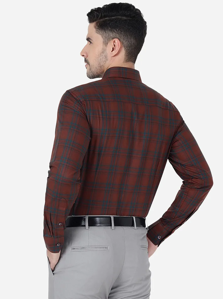 Rust Checked Slim Fit Formal Shirt | Metal